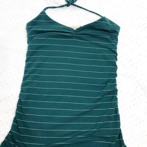 Cute Green with Gold Stripes Halter Top    I146